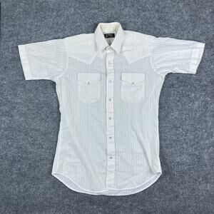 Ruddock Western Shirt Mens M White Pearl Snap USA Cowboy Short Sleeve